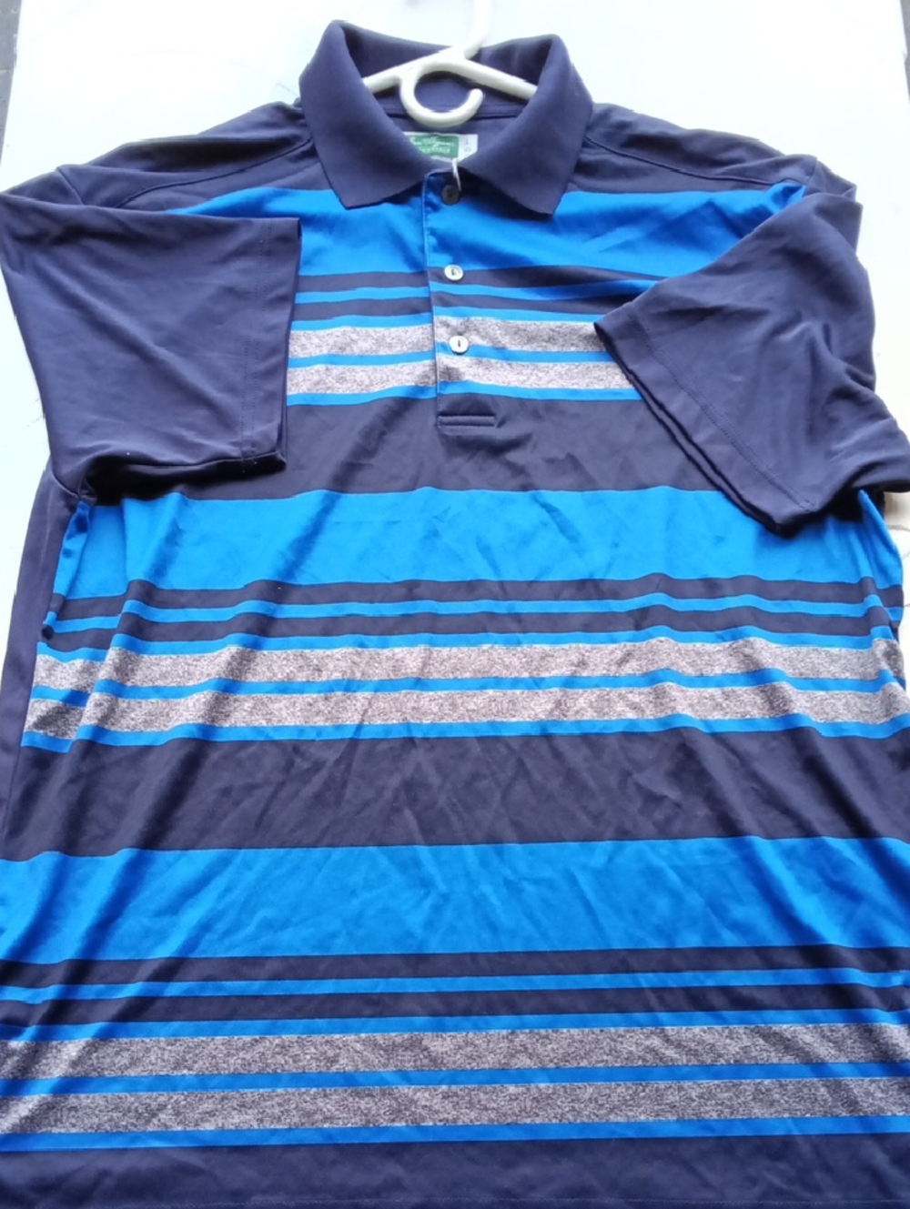 Ben Hogan Men's Striped Polo - Bright Blue & Navy.
